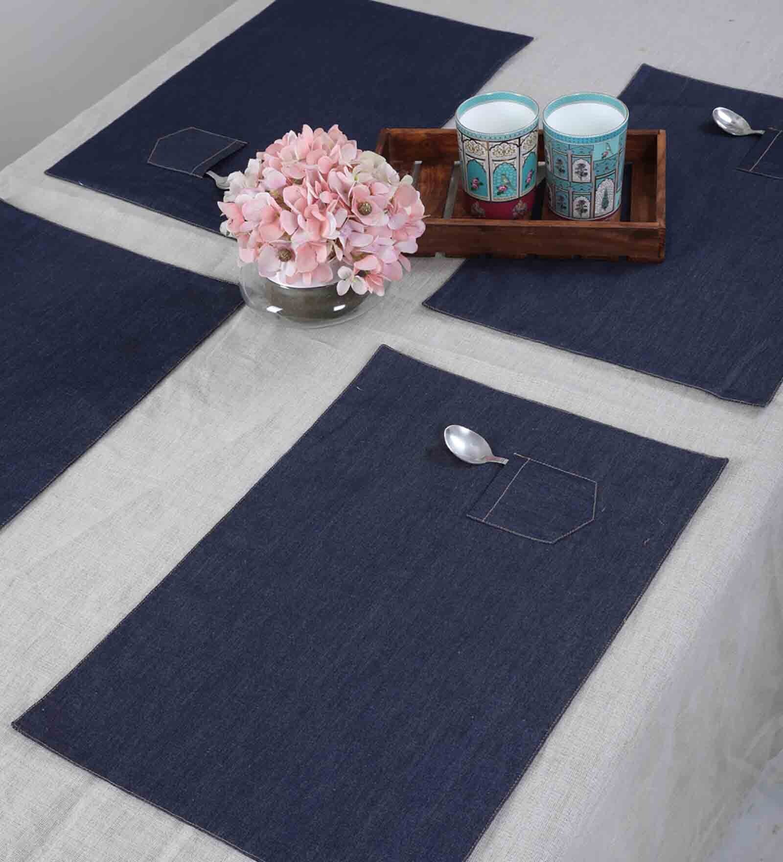 Solid Navy Blue (13 x 19) Cotton (Set of 6) Placemats