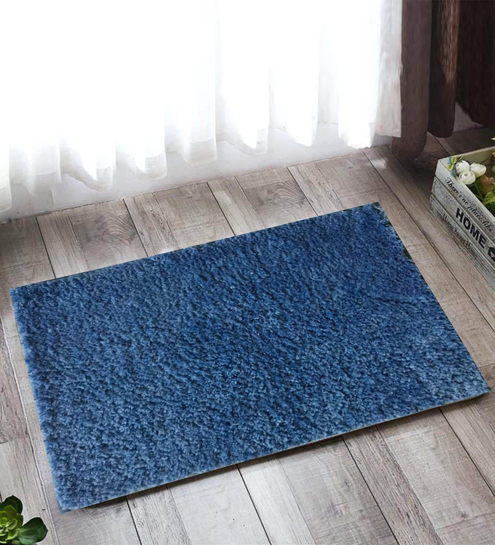 Blue Polyester Max Absorbent Bath Mat 18 x 12 inches