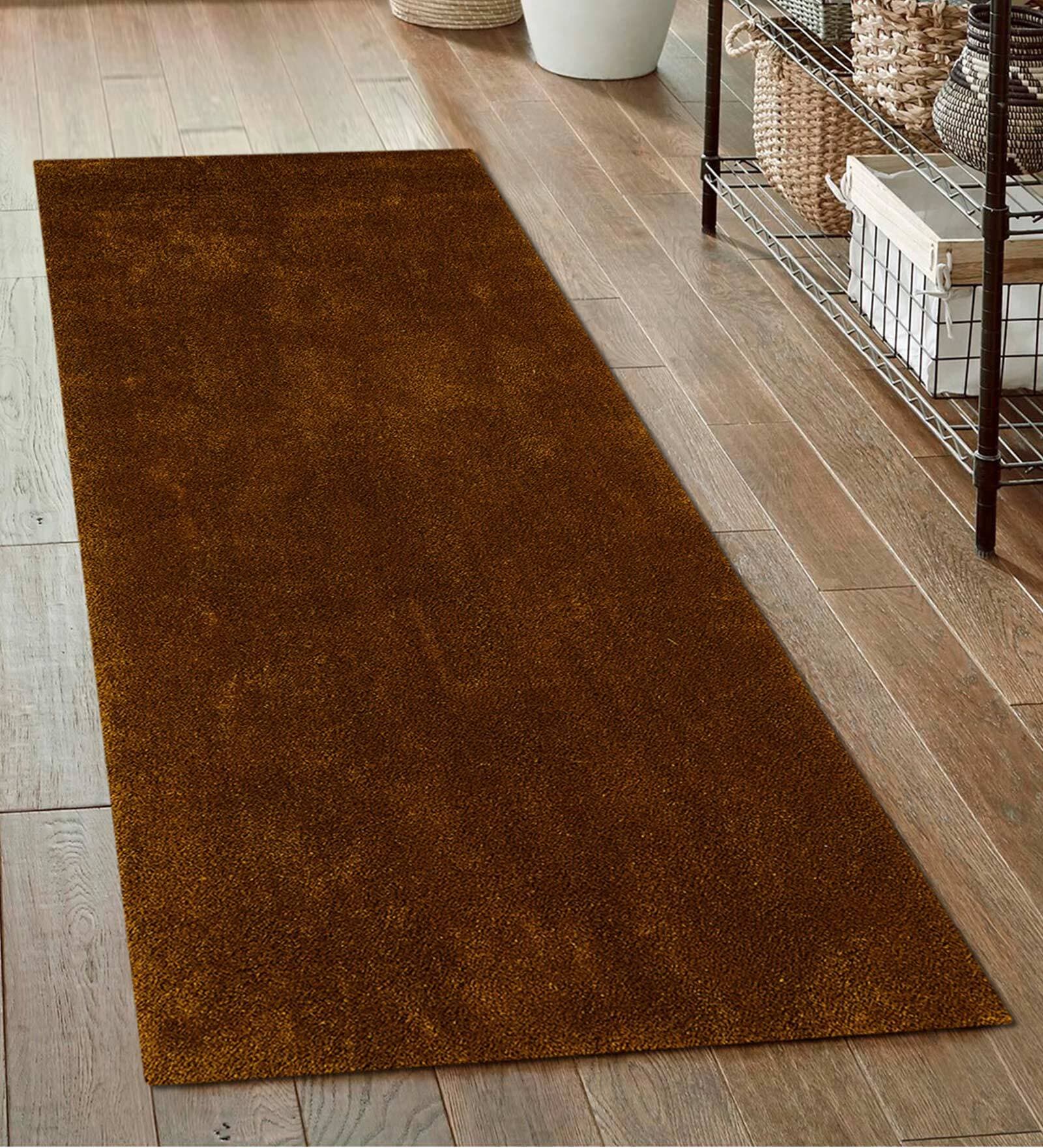 Solid Pattern Polyester 5 x 2 Feet Machine Made Runners