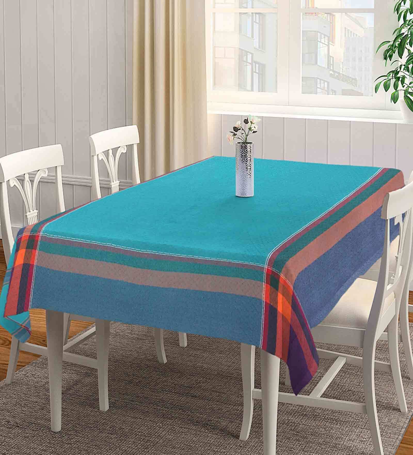 Solid Turquoise Blue Cotton 72X52 Inches Table Runner
