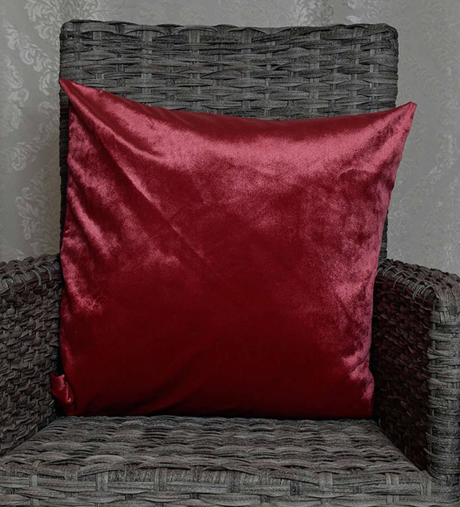 Buy Solid Pattern Velvet Pink Cushion Cover 18 x 18 inches by Home & We