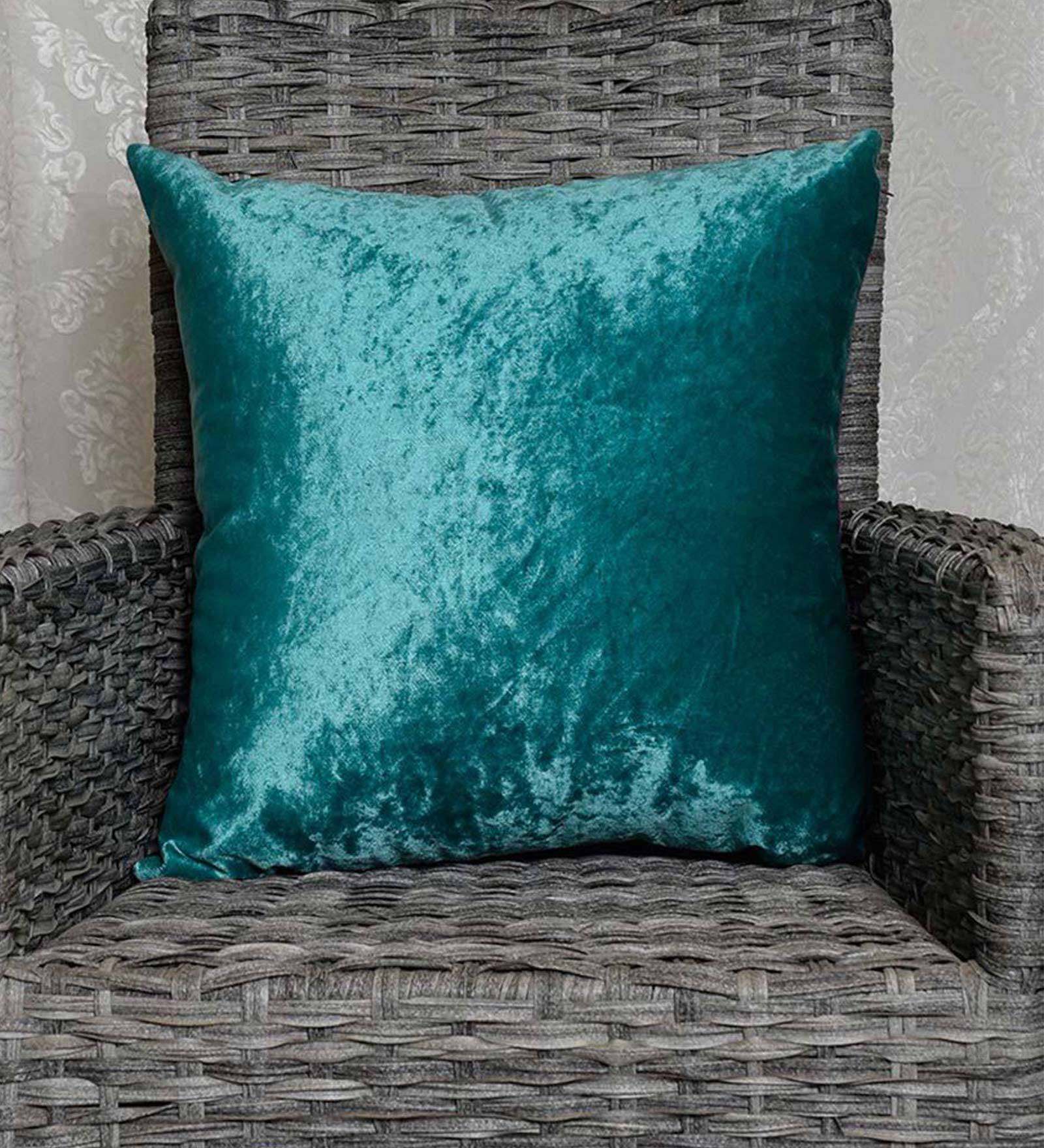 Buy Solid Pattern Velvet Green Cushion Cover 18 x 18 inches by Home