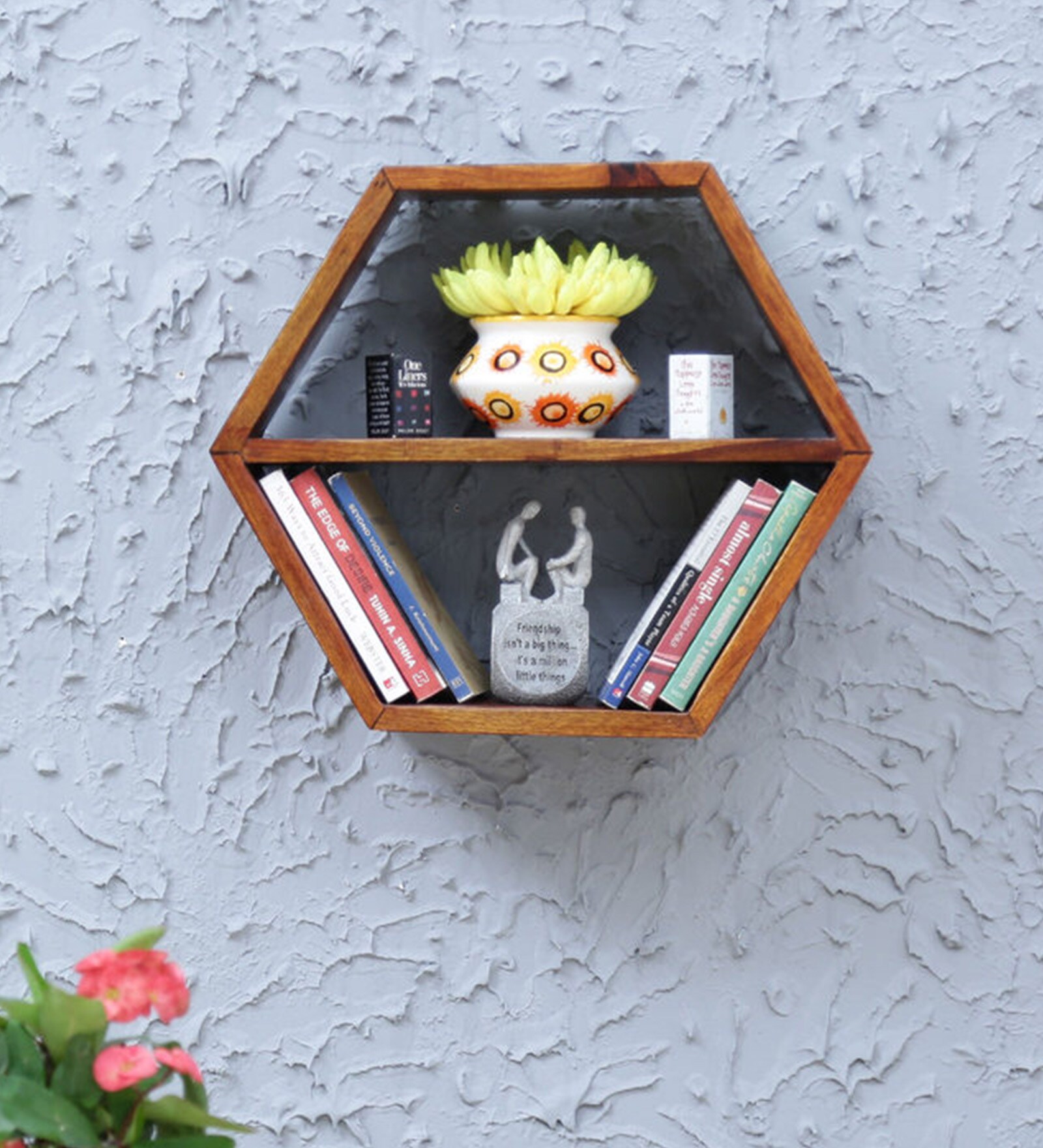 Sheesham Wood Wall Shelf in Brown Colour