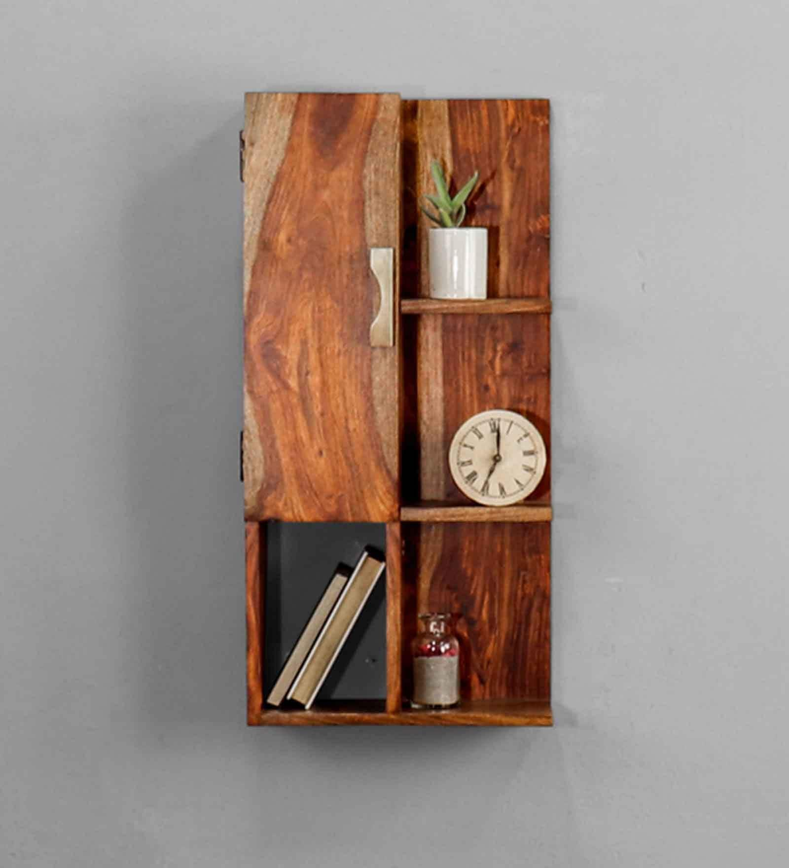 Buy Mango Wood Wall Shelf In Teak Finish At Off By Fabuliv Pepperfry