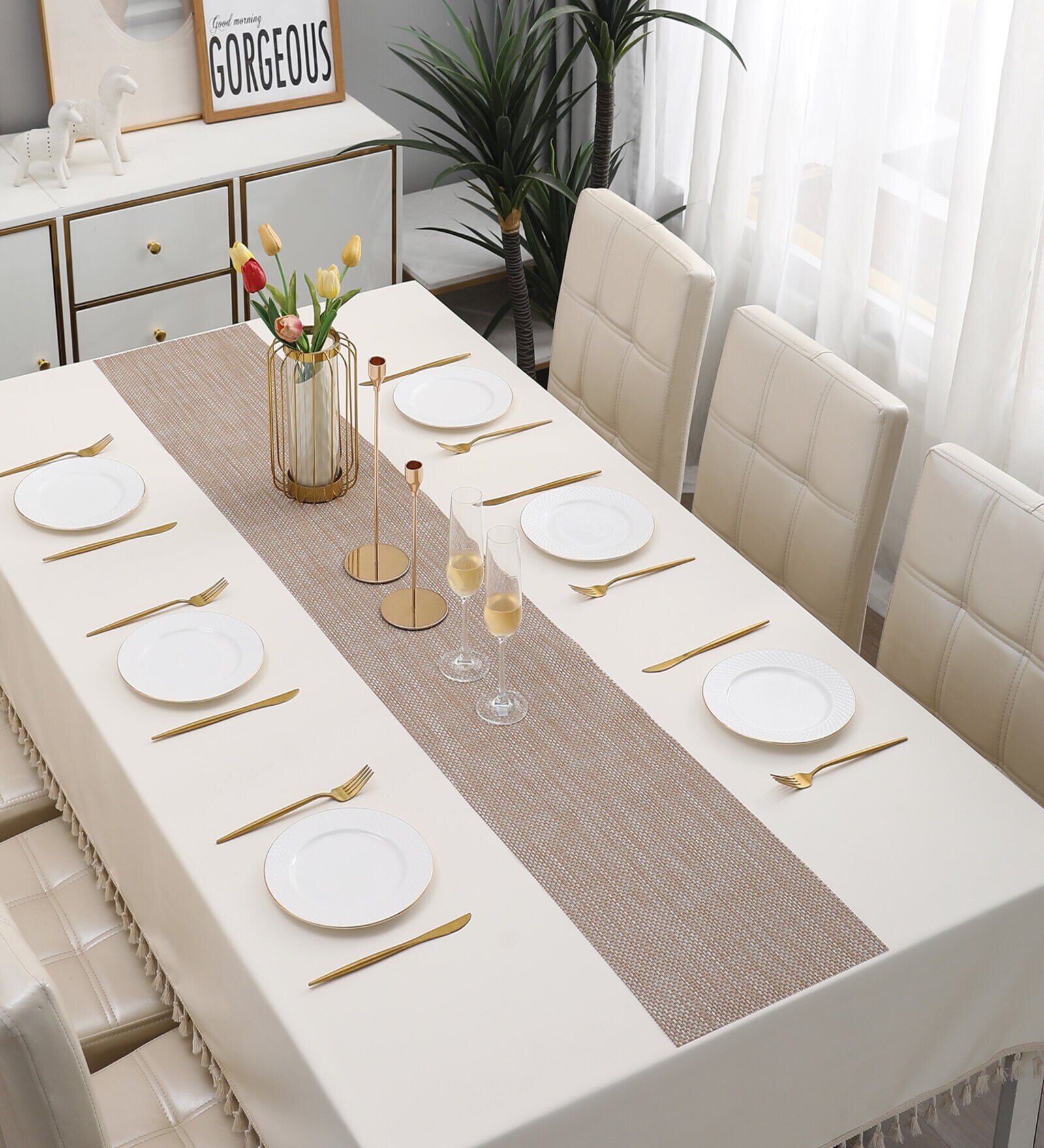 Abstract Brown (71 x12) PVC Table Runner