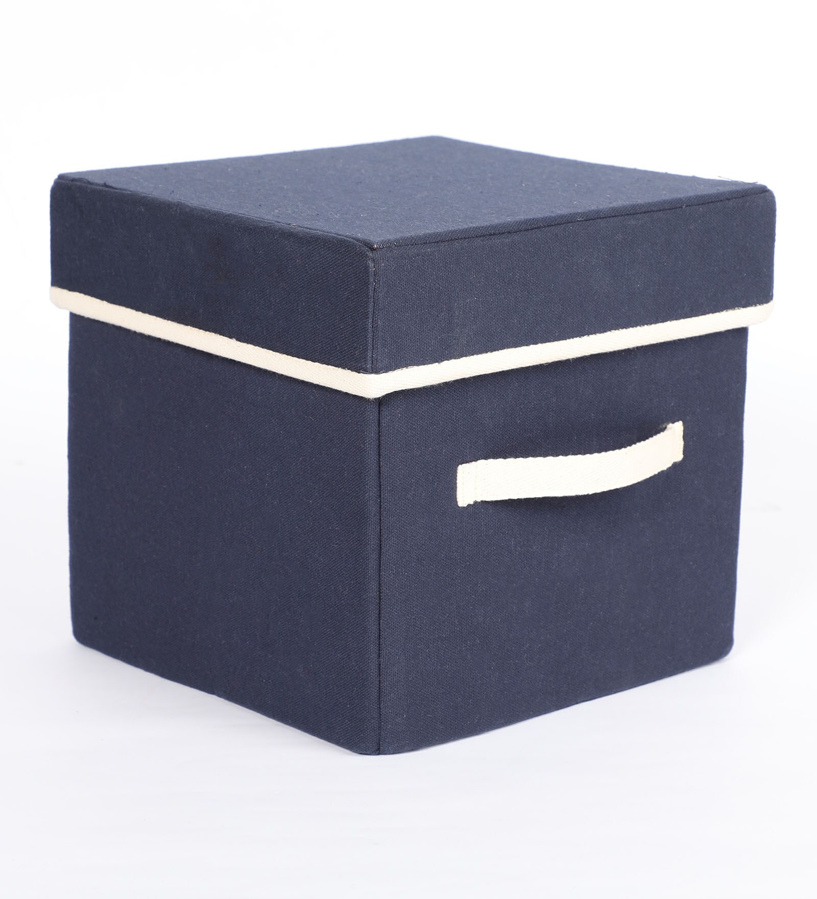 Navy Blue Canvas & Mdf Wardrobe Box (L: 8, W: 8, H: 8 Inches)