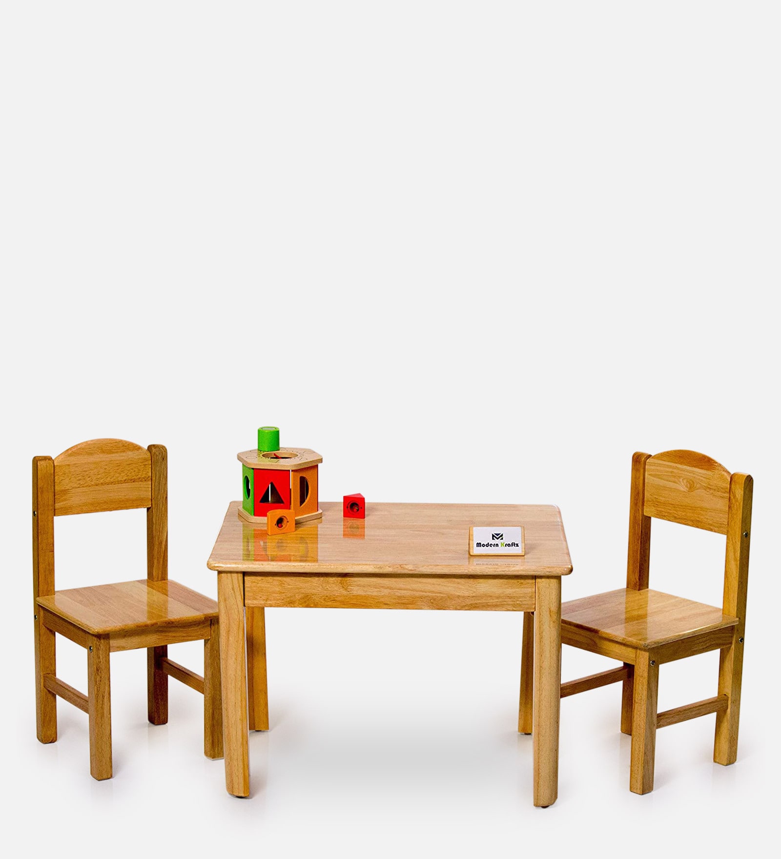 Honey Solid Wood Kids Activity Table in Natural Finish with 2 Chair