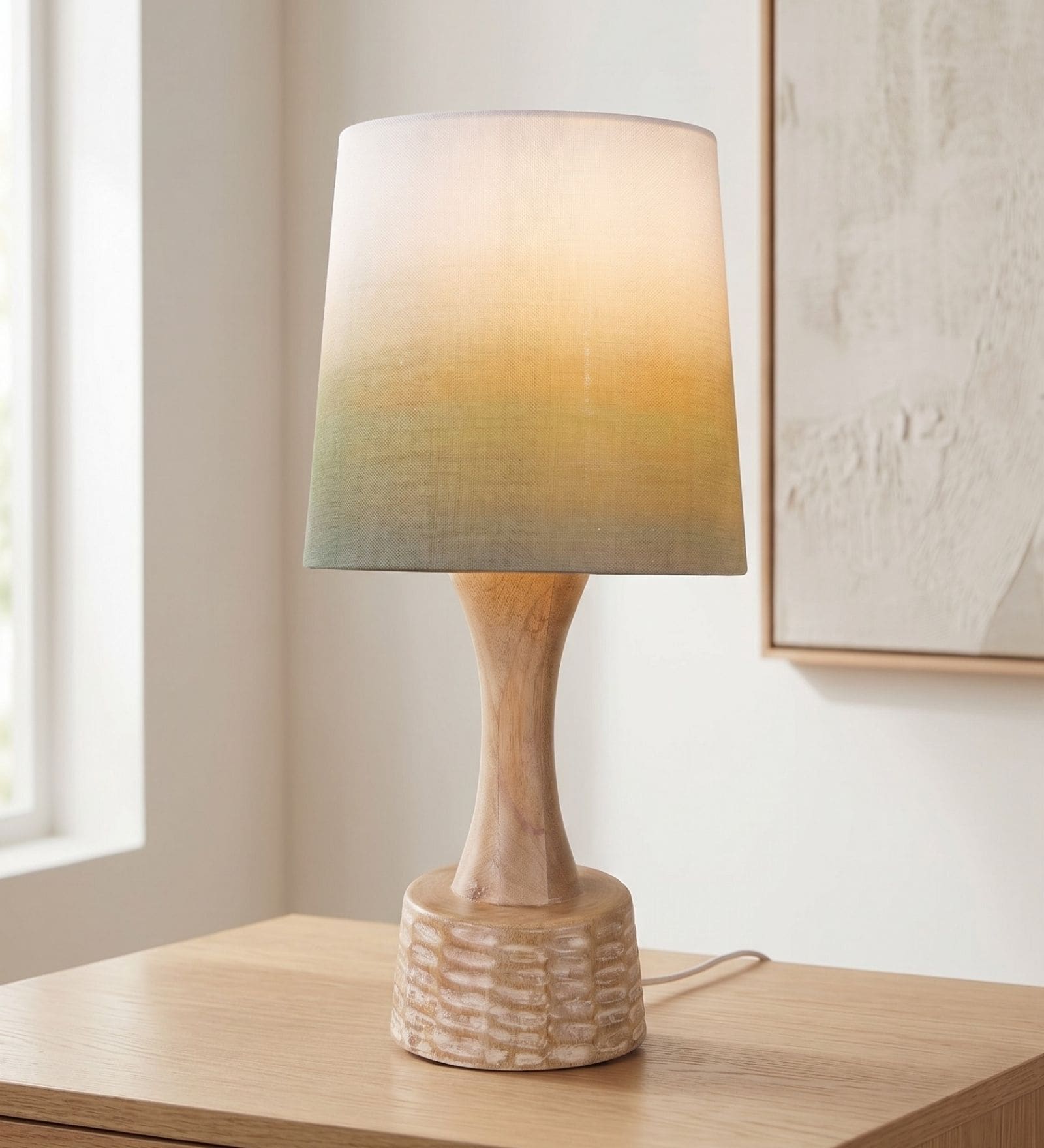 Green Soma Handcrafted Natural Wood Table Lamp