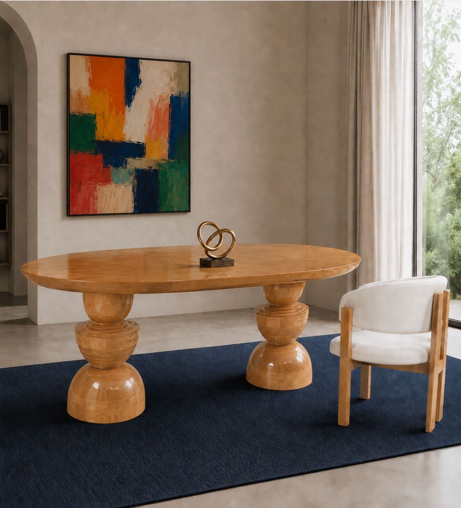 Somany 4 Seater Dining Table Set In Light Honey Finish