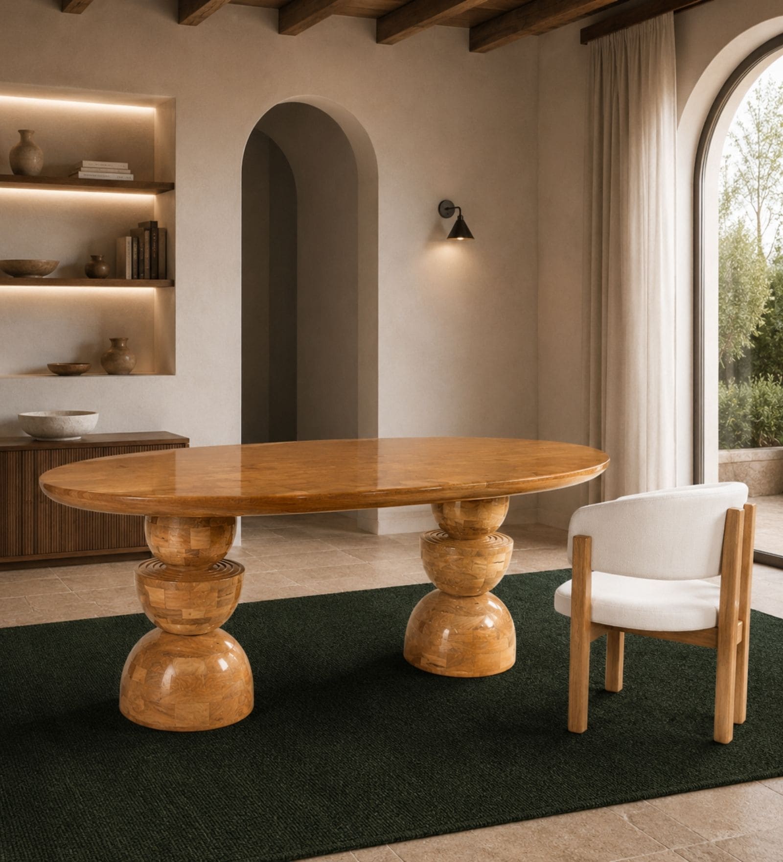 Somany 6 Seater Dining Table Set In Light Honey Finish