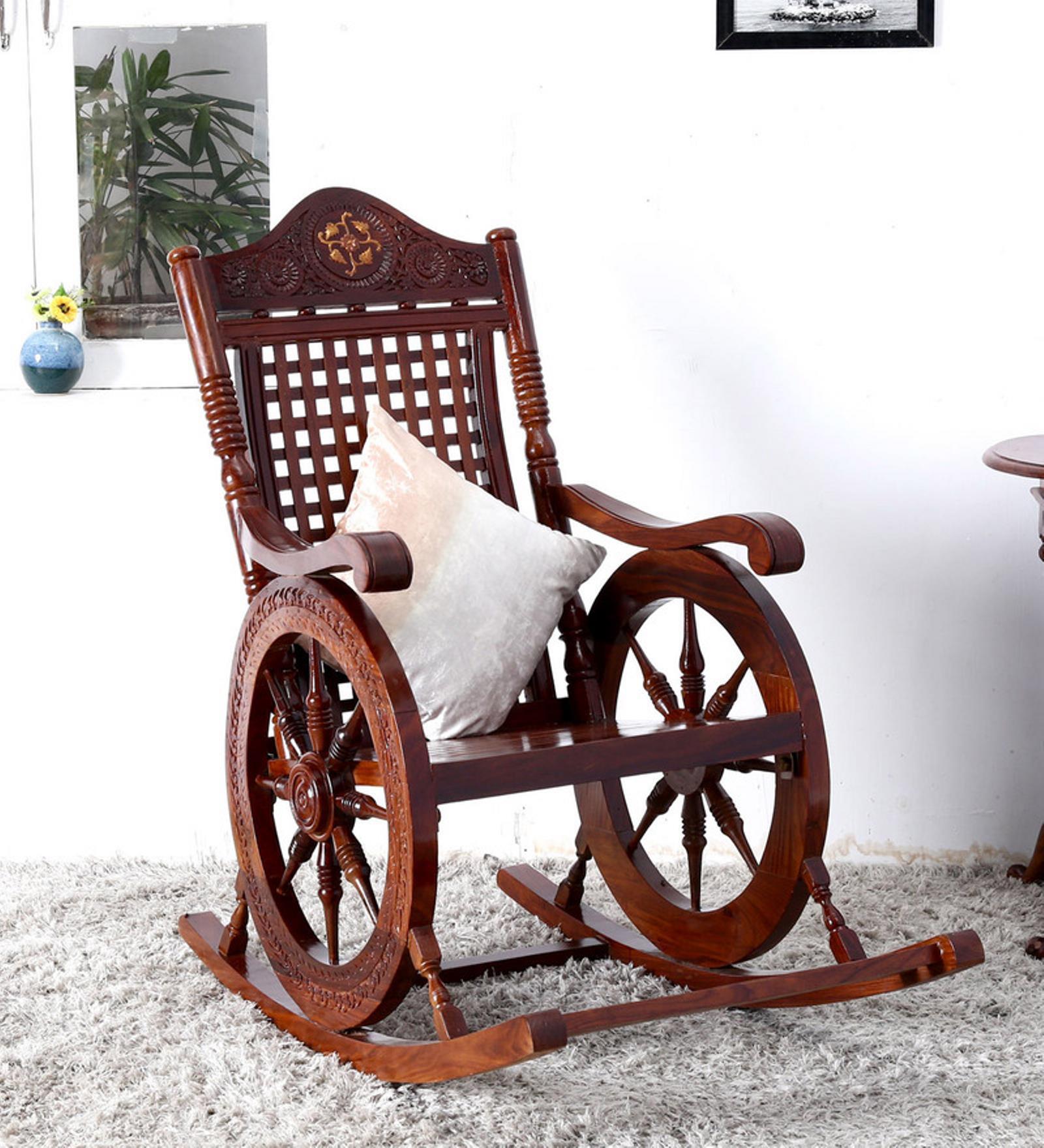 Buy Somerville Rocking Chair in Honey Oak Finish on Rent Online ...