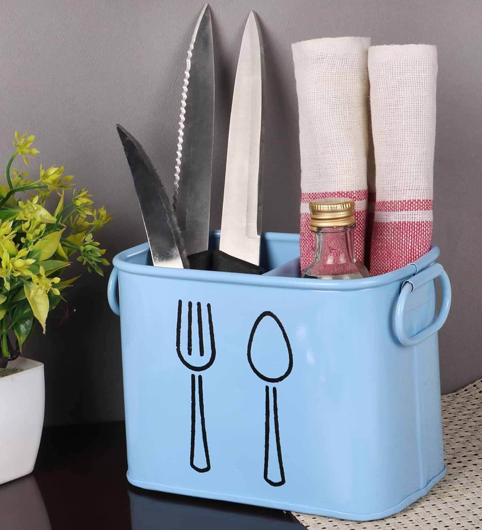 Buy Blue Iron Cutlery Holder at 42% OFF by Sone Key Chidiya | Pepperfry