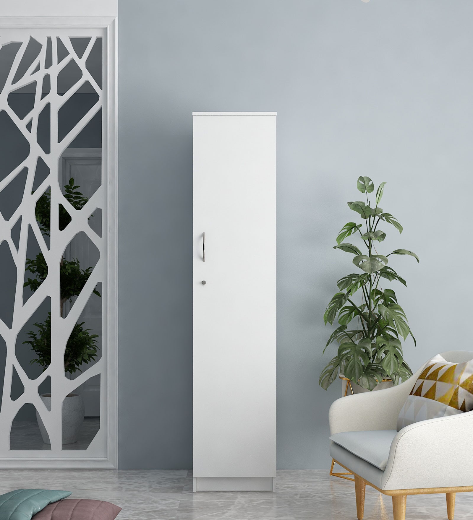 Sonic 1 Door Wardrobe in White Colour