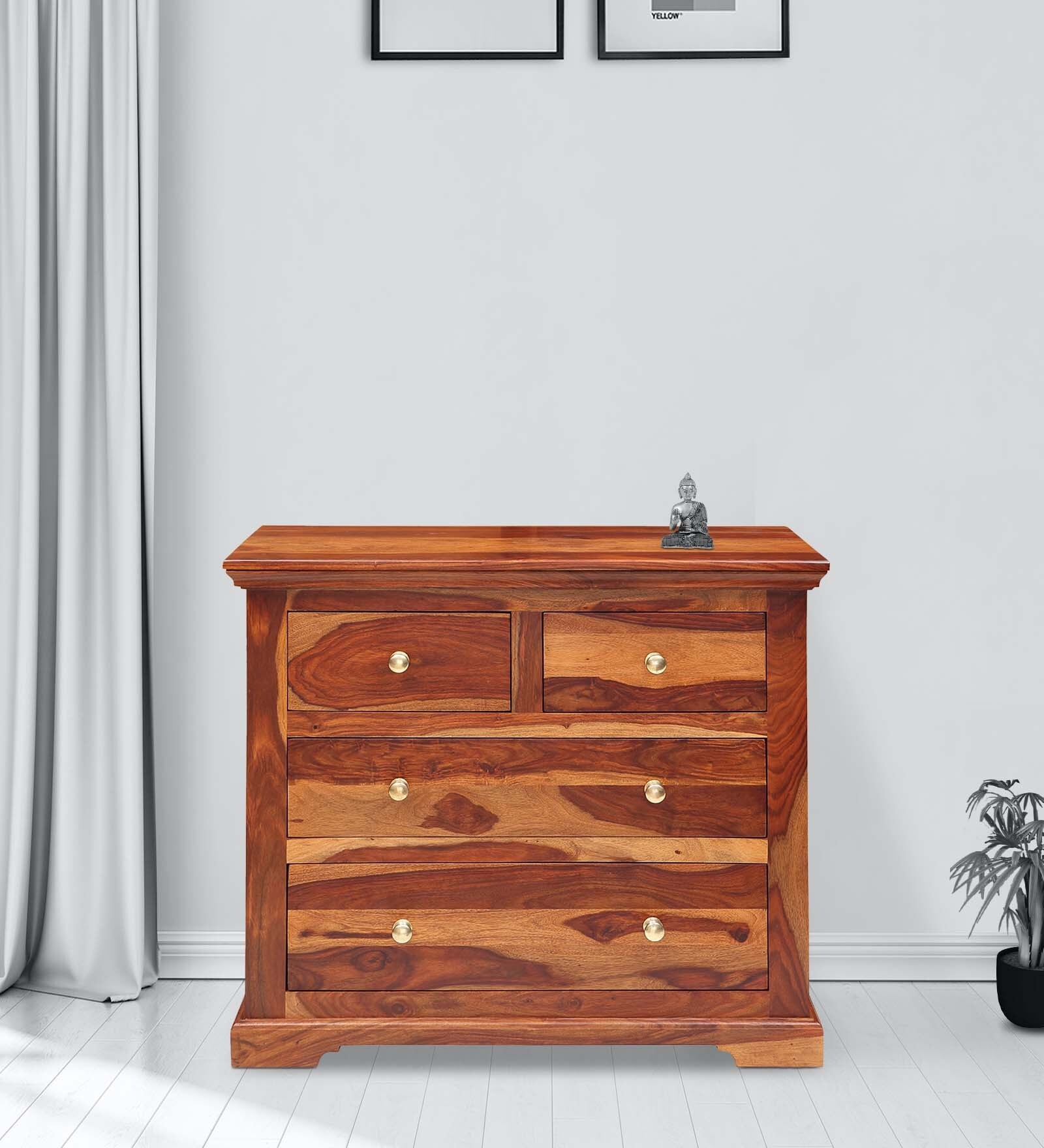 Sophia Sheesham Wood Chest of Drawer in Walnut Finish