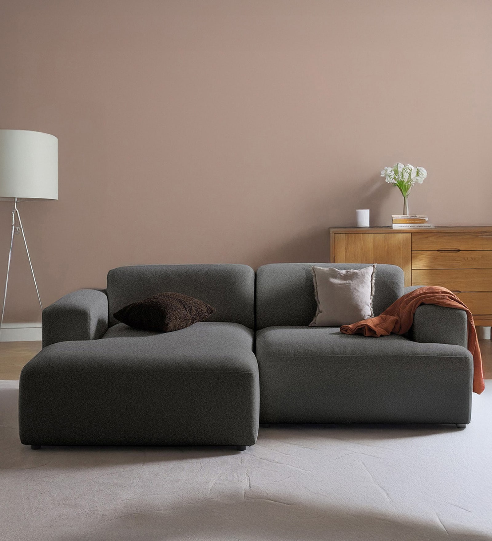 Sophisticated Comfort 2 Seater RHS Sofa In Dark Grey Colour