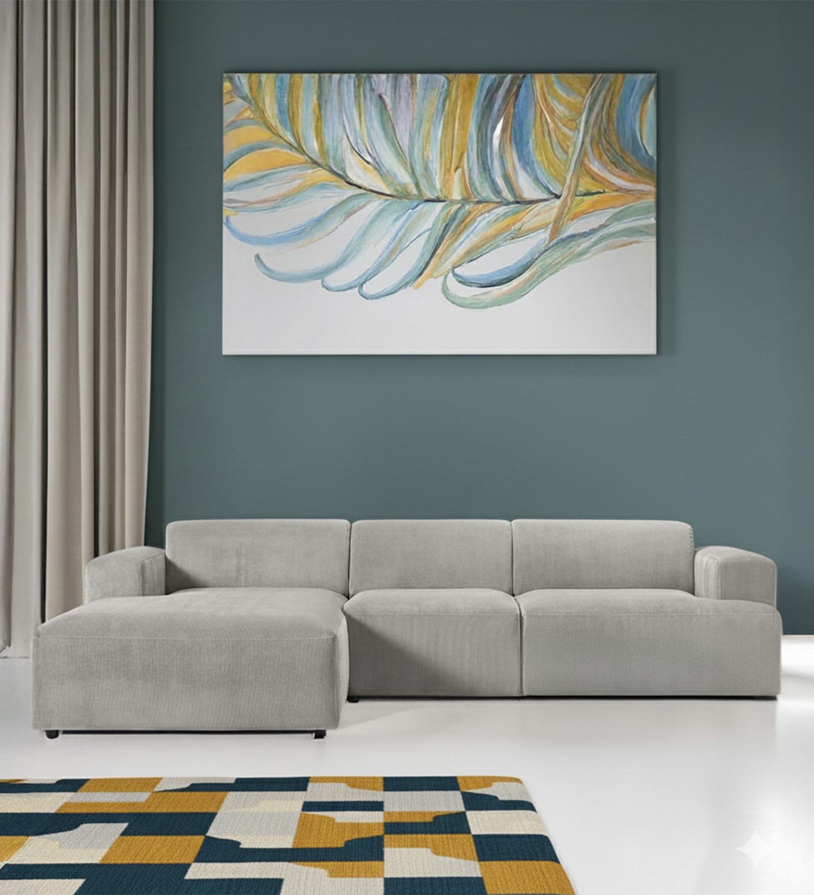 Sophisticated Comfort Corduroy 2 Seater RHS Sofa In Dark Grey Colour