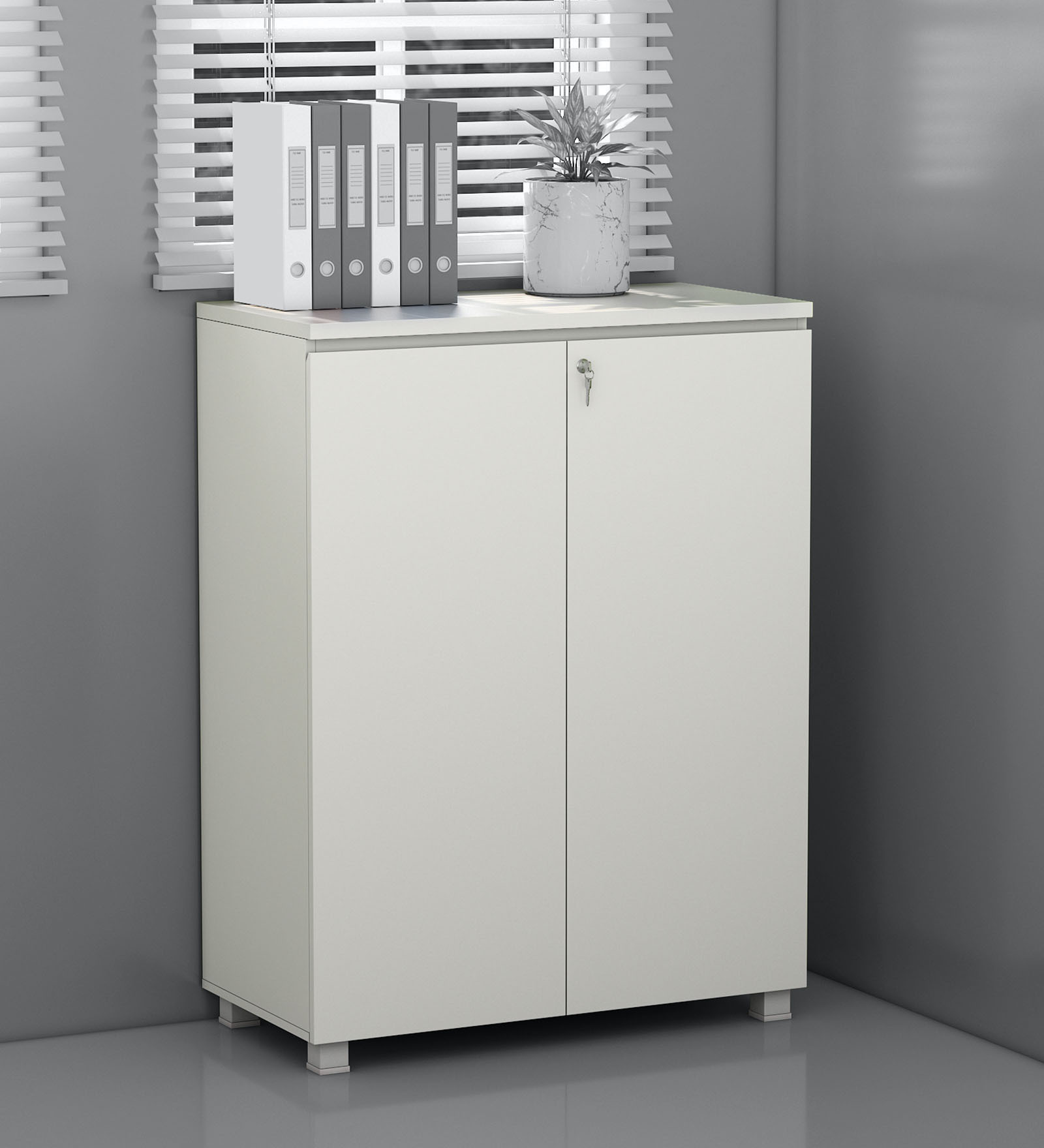 SOS File Cabinet in Everest White Finish with Lock