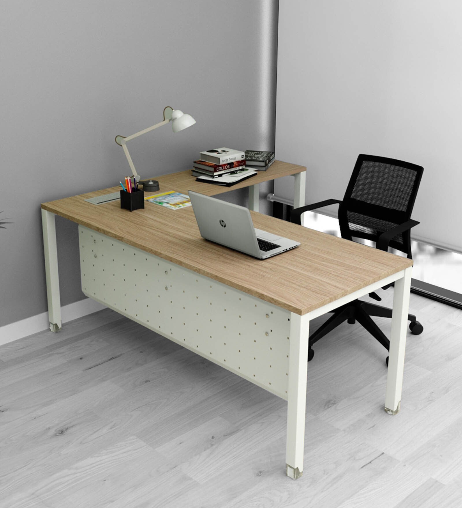 SOS LiteOffice Executive Desk with Return Table in Persian Walnut Colour