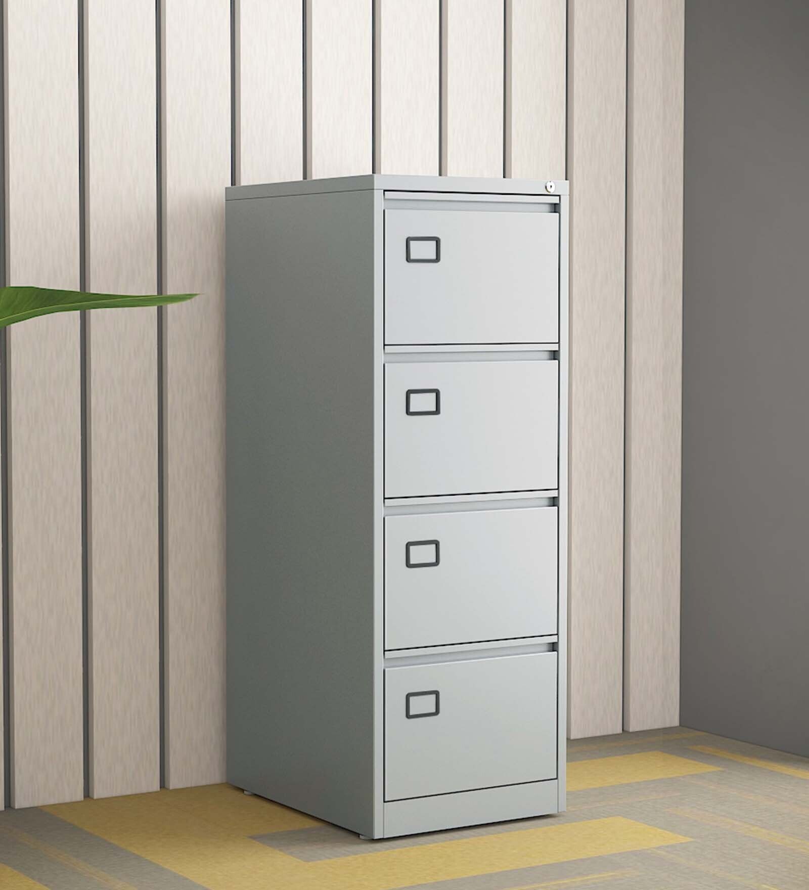 SOS Metal File Cabinet in Silver Grey Finish