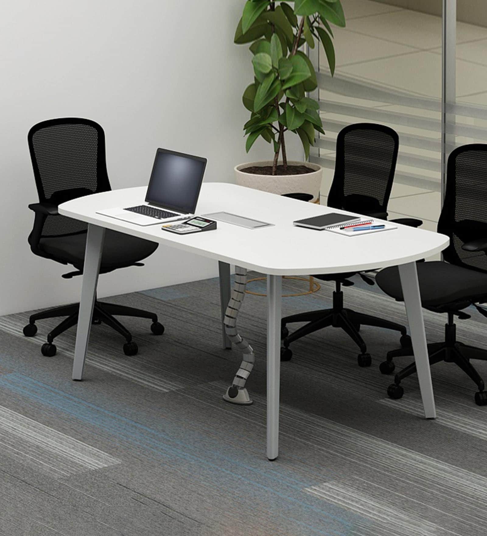 Oval Office Table in Everest White Finish