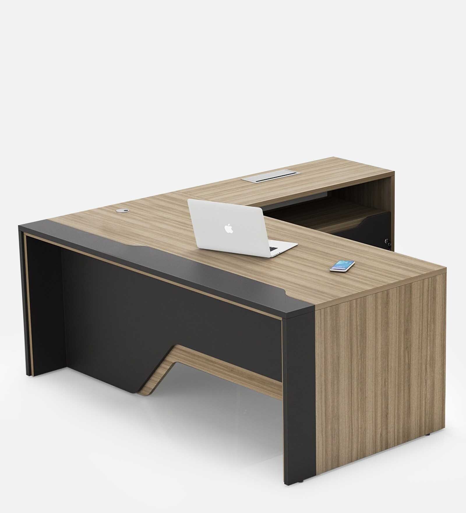 Executive Desk in Classic Cherry And Slate Grey Finish with Right Storage