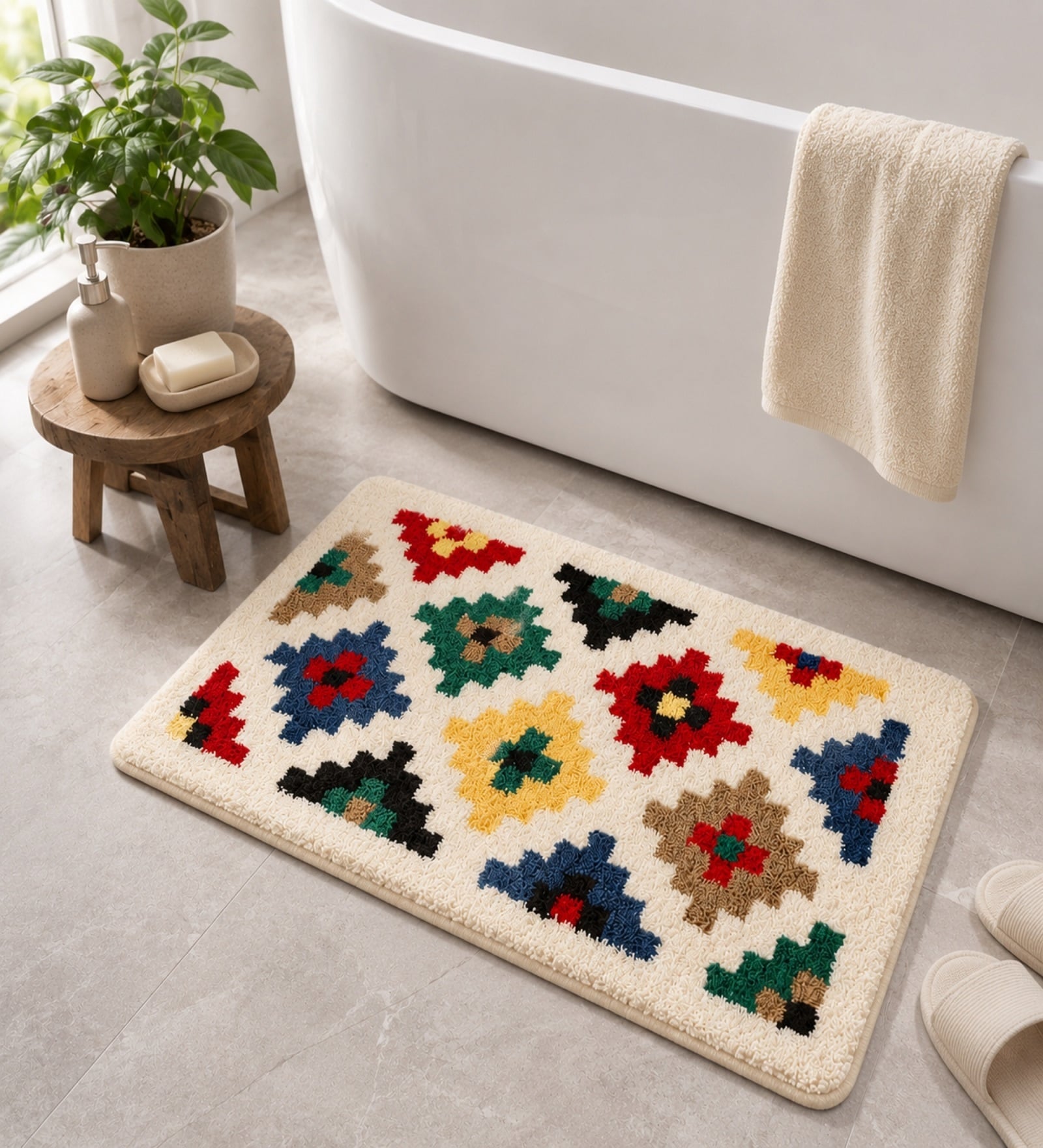 Aztec Tribal Colorful Geometric Bath Mat (40x60 CM)