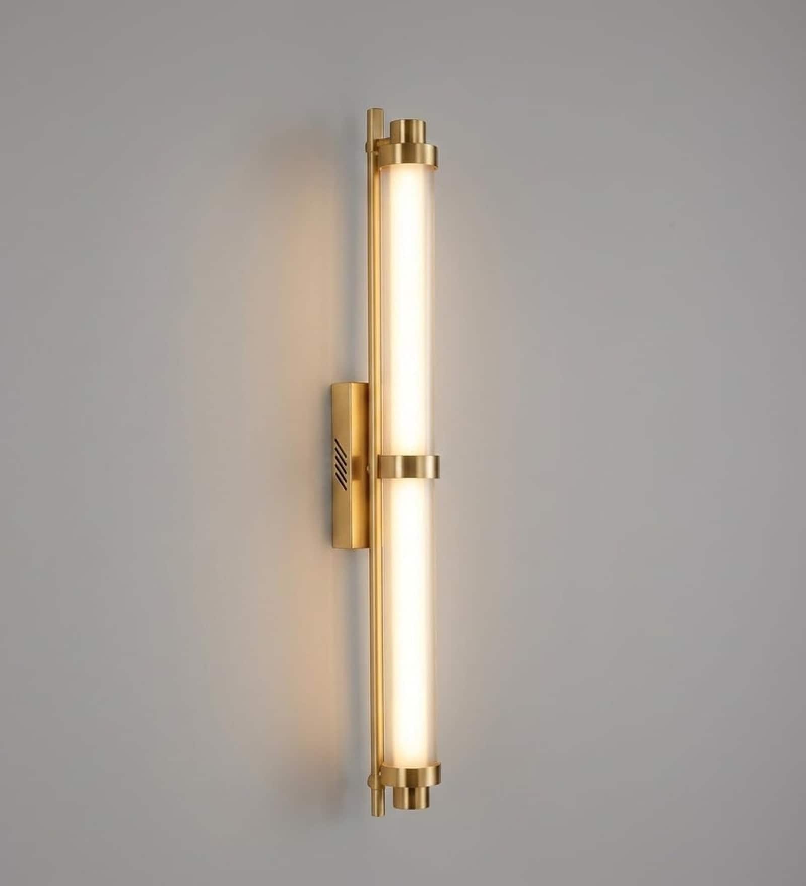 Sovereign Gold Linear Acrylic LED Wall Sconce Tri-Colour Light