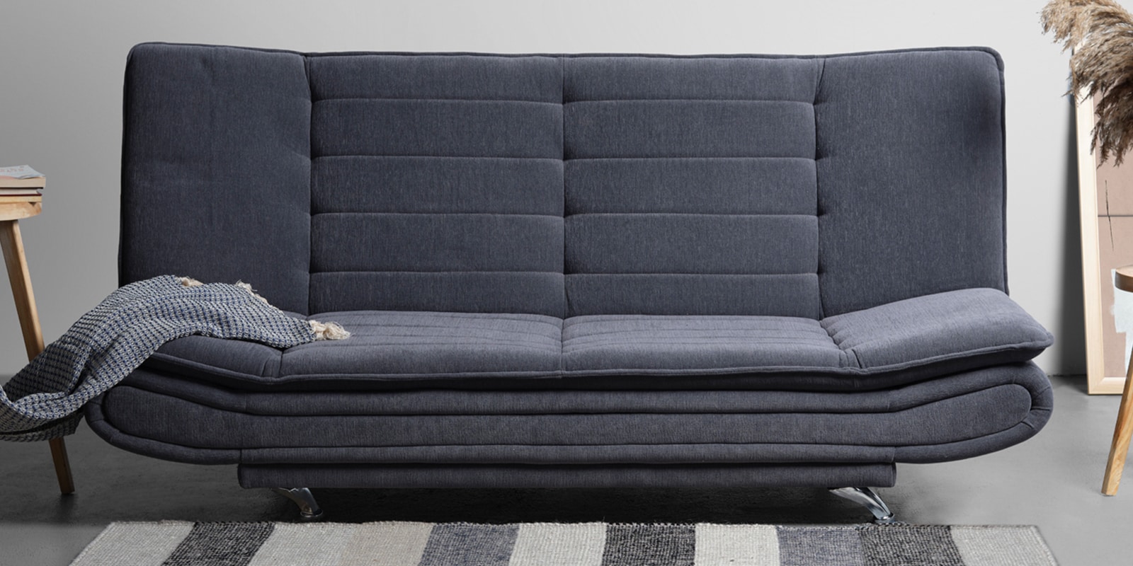 Sofabed Solid Wood Convertible Sofa Cum Bed in Ash Grey Finish Sofabed Solid Wood Convertible Sofa Cum Bed in Ash Grey Finish