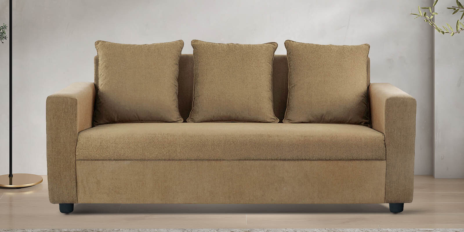 Solatio Fabric 3 Seater Sofa In Amphora Brown Colour