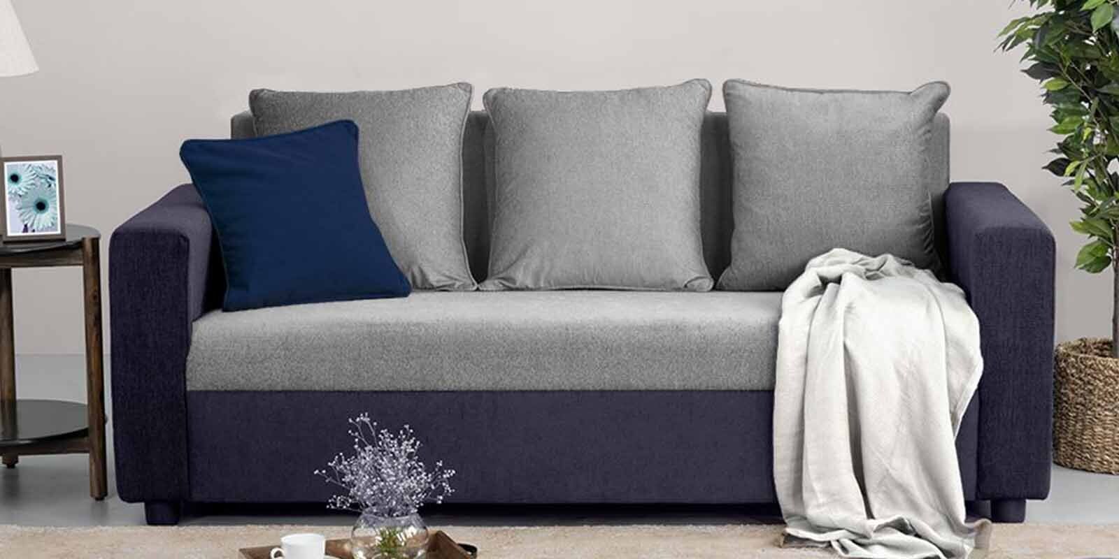 Solatio Fabric 3 Seater Sofa In Anchor Grey & Cloud Grey Colour