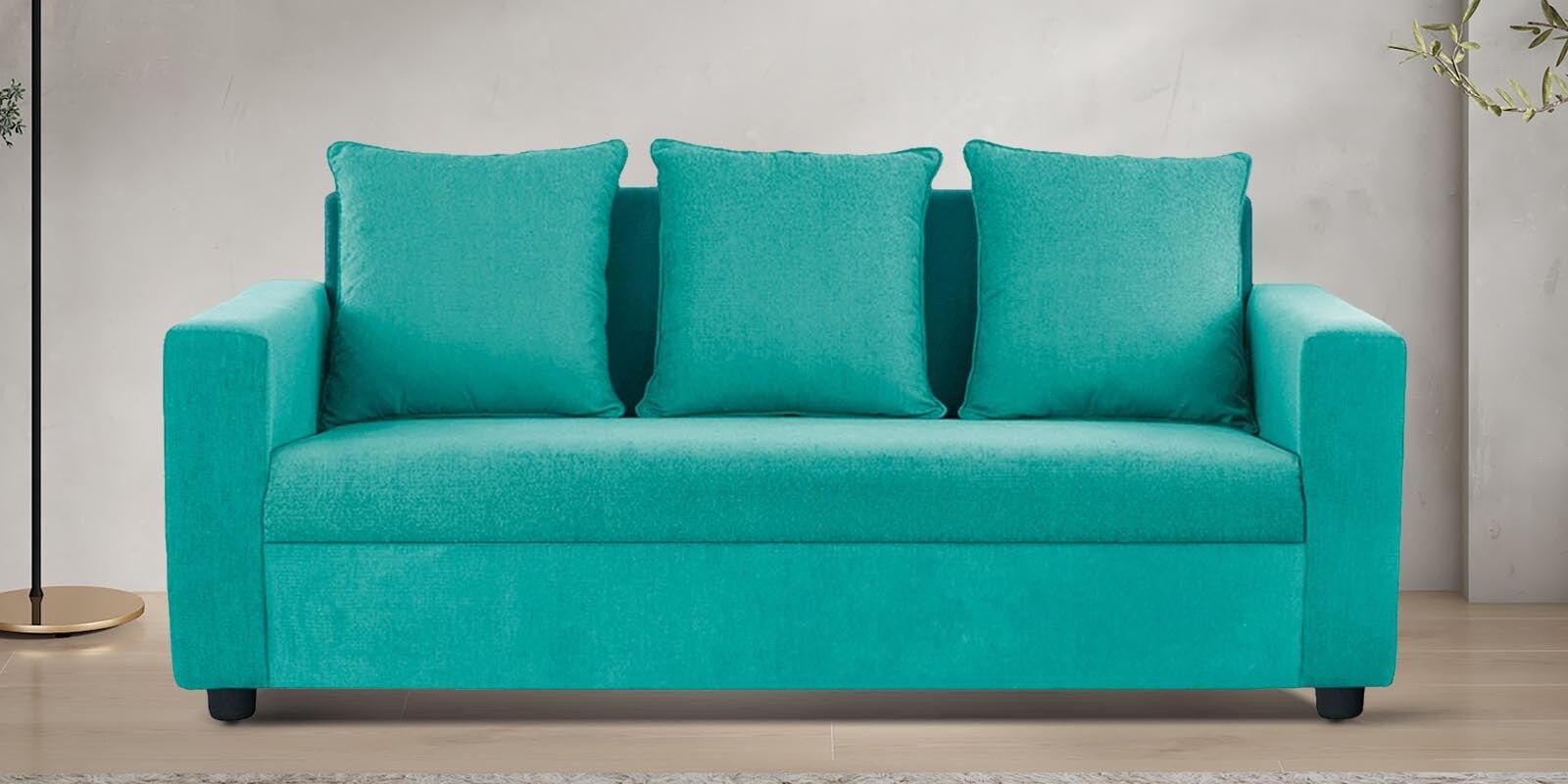 Buy Solatio Fabric 3 Seater Sofa In Sky Green Colour at 22 OFF by