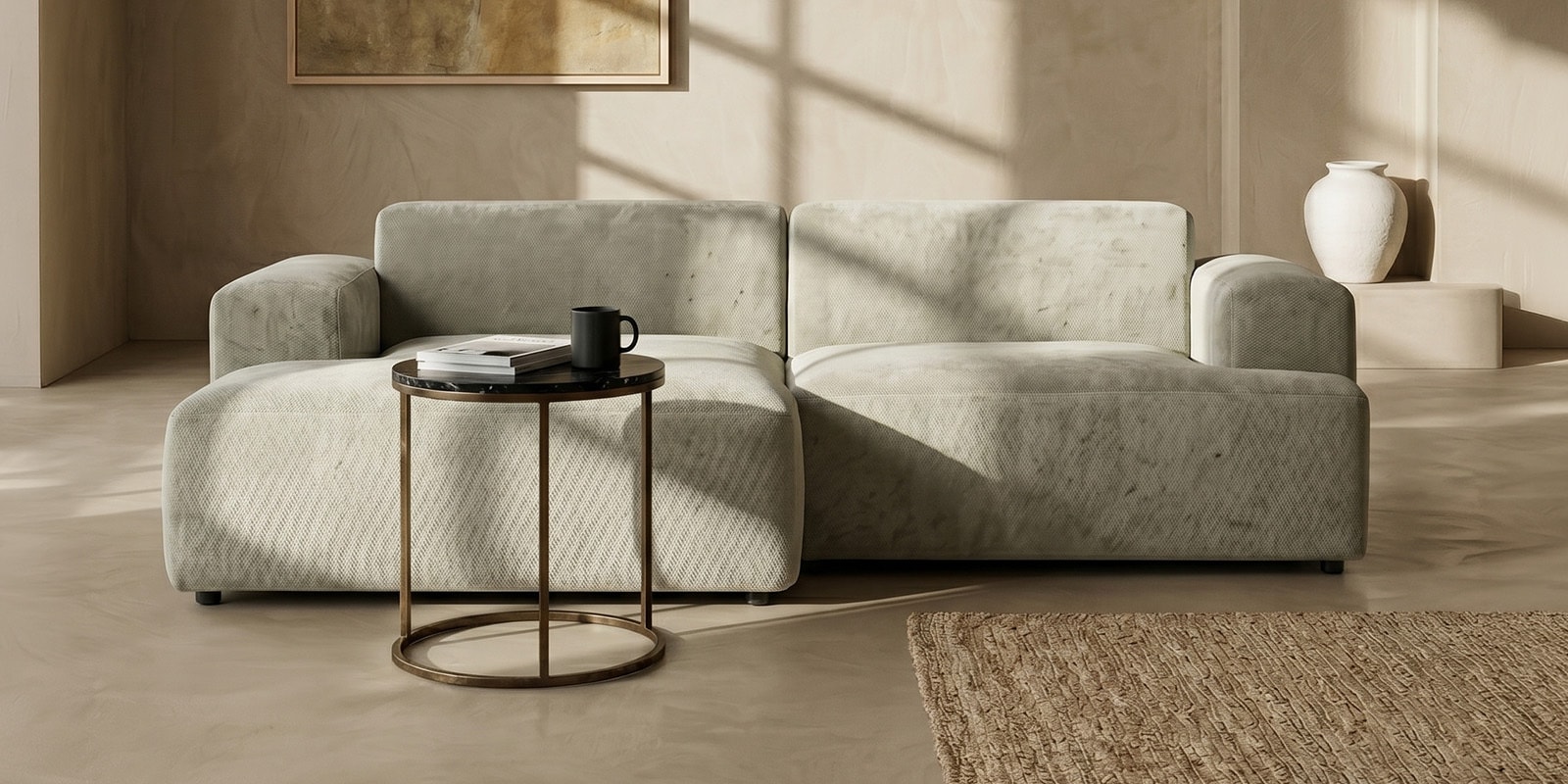 Sophisticated Comfort 2 Seater RHS Sofa In Cream Colour