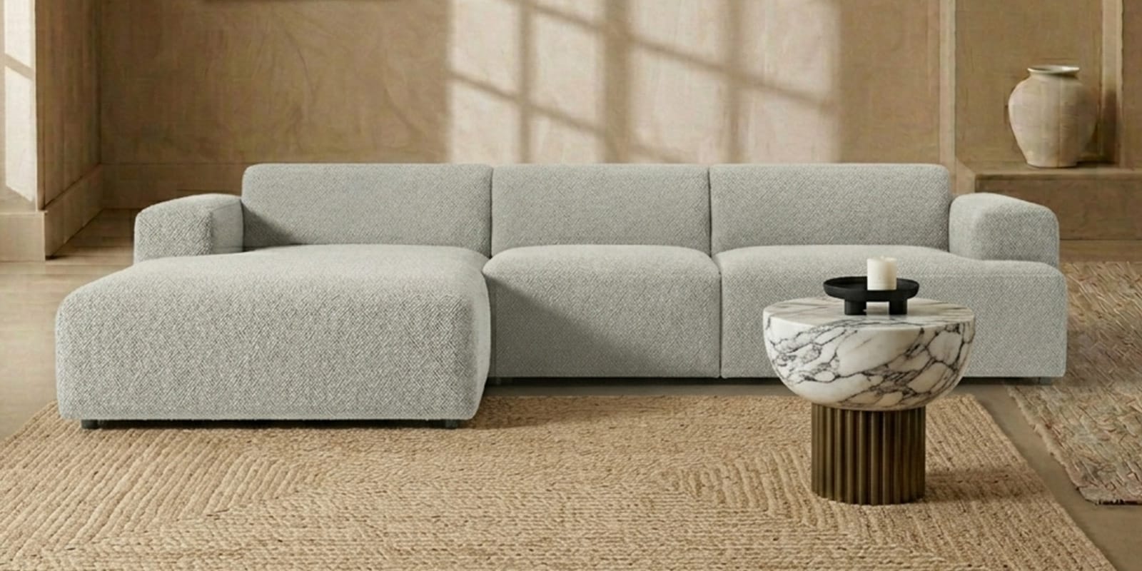 Sophisticated Comfort 3 Seater RHS Sofa In Grey Colour