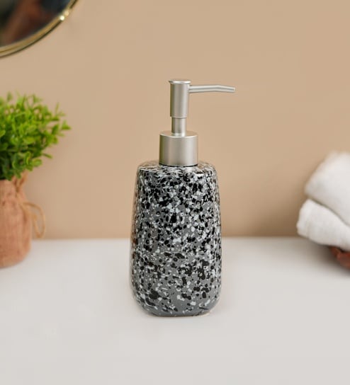 Black And White Ceramic Rounded Soap Dispenser