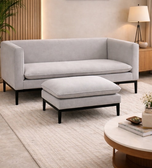 Sofa With Ottoman In Grey Colour