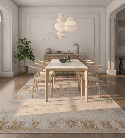 Brown Abstract Polyester 4X6 Feet Machine Made Carpet