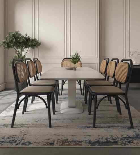 Blue And Silver Abstract Polyester 5X7 Feet Machine Made Carpet