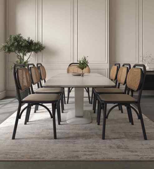 White And Beige Abstract Polyester 6.5X9 Feet Machine Made Carpet