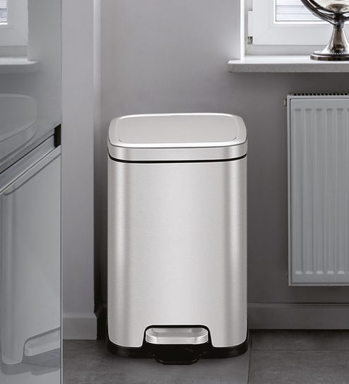 Elegant Metallic Soft-Close Bathroom Trash Can 6L Stainless Steel Pedal Bin with Lid & Liner
