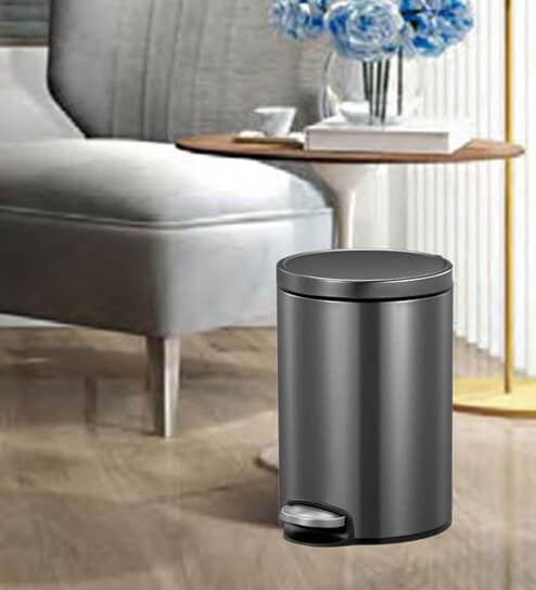 Grey Soft-Close Stainless Steel Trash Can 5 Litre