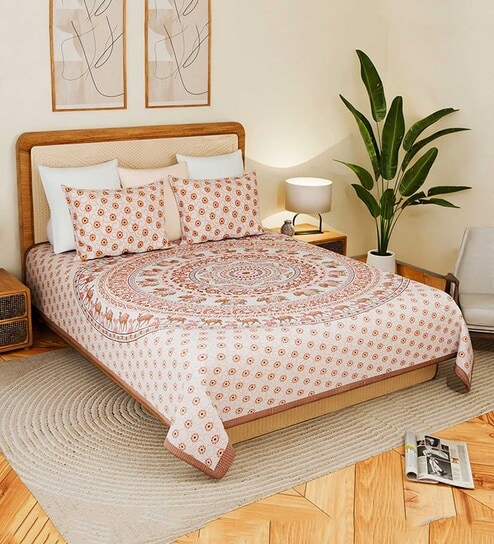 Soft Cotton Bedsheets for Double Bed and Queen Size Bed with Pillow Covers