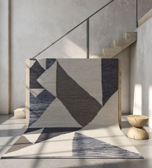 Silver Ash Geometric Wool & Viscose 7X5 Feet Handmade Carpet