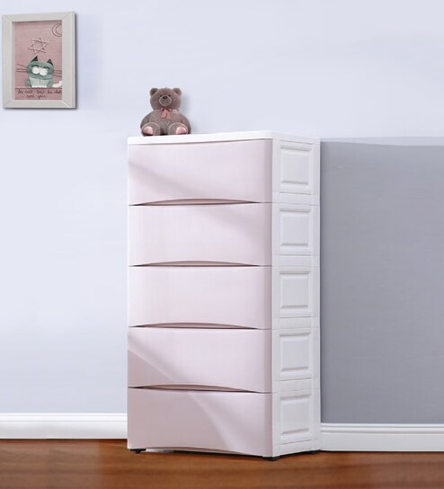 Buy Soft Pink 5 Drawer Chest In White By The Tickle Toe Online