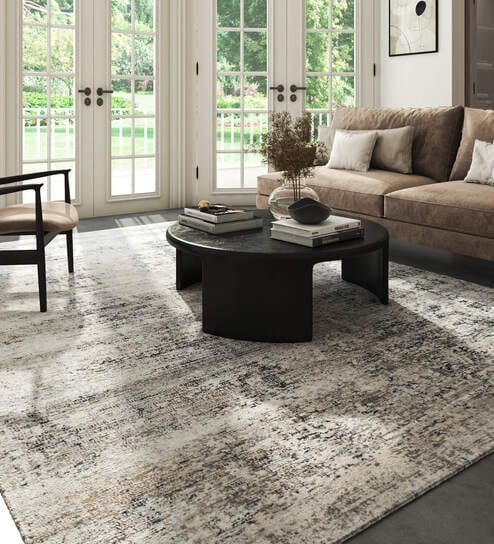 White And Grey Vintage Acrylic 4X6 Feet Machine Made Carpet