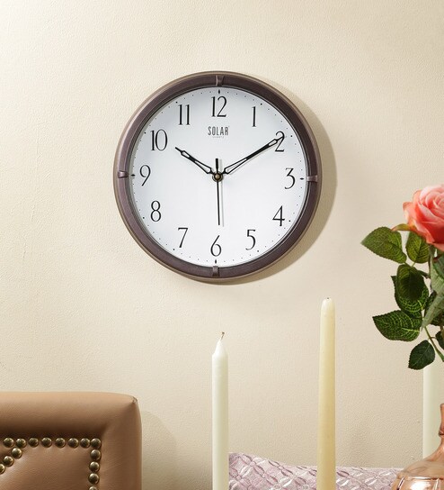 Brown Plastic 10 Inch Wall Clock by Solar