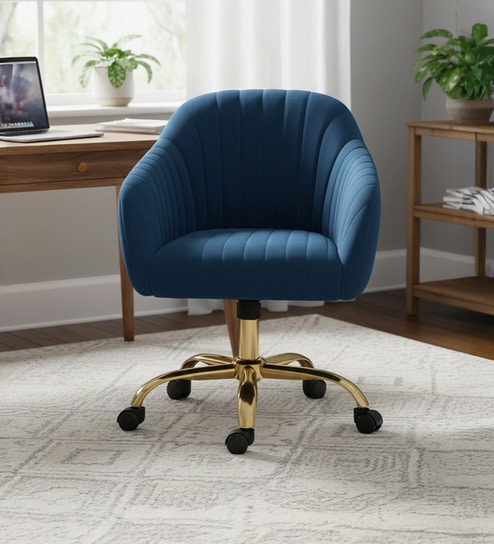 Solemn Sungger Velvet Guest Chairs In Blue  Colour