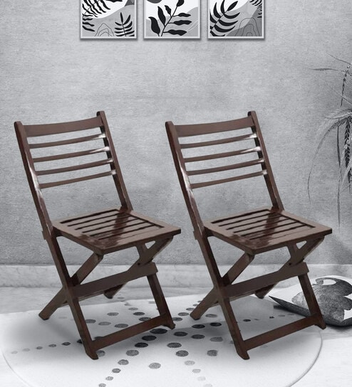 Soli Folding Chair (Set of 2) in Brown Colour