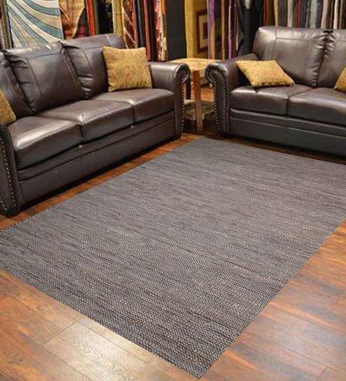 Solid Jute Leather 8 X 5 Feet Flat Weave Carpet By Designs View