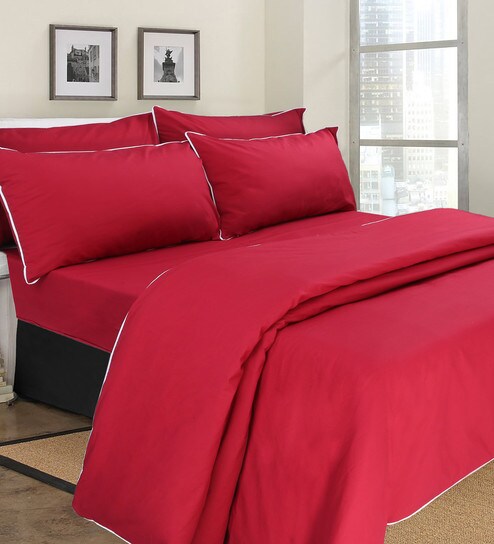 Buy Solid 60 X 90 Inch Cotton 200 Tc Single Size Duvet Cover By