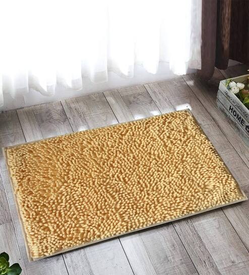 Buy Yellow Polyester Stain Resistant Bath Mats 24 X 16 Inches By